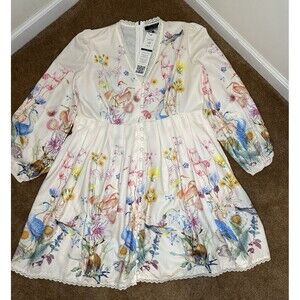 Dalia MacPhee Women's Pink Floral Button-Down Belted Dress Size XL